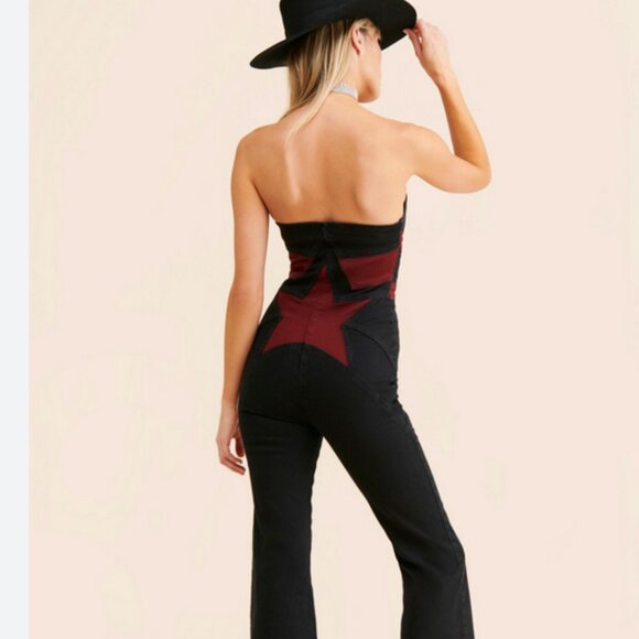 We The Free -Star Is Born- Wide Leg/Flare Stretchy Denim Jumpsuit - Picture 3 of 15